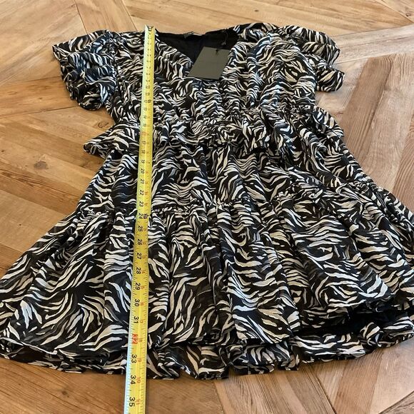 The Kooples Zebra Print Ruffled Mini Dress Size 3 (US 8) Flutter Sleeve NWT $370 - Picture 13 of 13